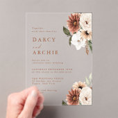 Elegant Bohemian Floral Acrylic Wedding Invitation (In situ (ordinateur de poche))