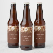 Elegant Bohemian Floral Wedding Bier Etiket (Flessen)
