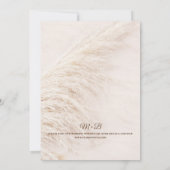 Elegant Bohemian Pampas Grass Wedding Uitnodiging (Achterkant)