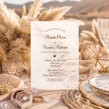 Elegant Bohemian Pampas Grass Wedding Uitnodiging