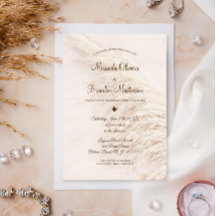 Elegant Bohemian Pampas Grass Wedding Uitnodiging