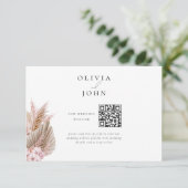 Elegant Bohemian Pampas Grass Wedding Website Informatiekaartje (Staand voorkant)