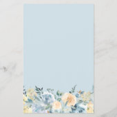 Elegant Bohemian Vanilla Blue Floral Wedding Menu (Achterkant)