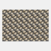 Elegant boho 3d rozen pioenen neutraal aardewerk n inpakpapier vel (Voorkant 3)