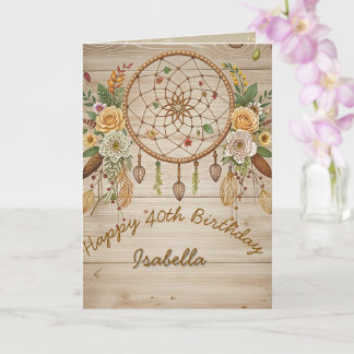 Elegant Boho 40ste verjaardag Wenskaart Kaart