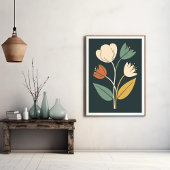 Elegant Boho Abstrait Poster de fleurs botaniques