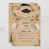 Elegant Boho Afstuderen Invitation Kaart (Voorkant / Achterkant)