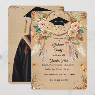 Elegant Boho Afstuderen Invitation Kaart