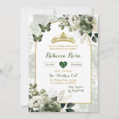 Elegant Boho Arch Sage Groen Royal Quinceañera Kaart (Voorkant)