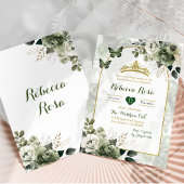 Elegant Boho Arch Sage Groen Royal Quinceañera Kaart