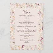 Elegant Boho Automne Fleur sauvage Menu Mariage (Devant)