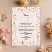 Elegant Boho Automne Fleur sauvage Menu Mariage