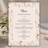 Elegant Boho Automne Fleur sauvage Menu Mariage