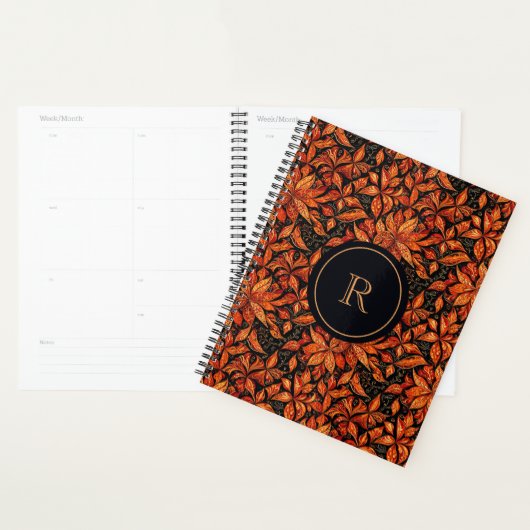 Elegant Boho Autumn Shades Monogram with Initial  (Devant avec enveloppe)