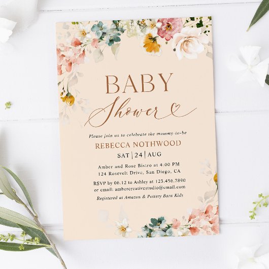 Elegant Boho Baby shower Invitation