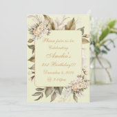 Elégant Boho Beige Floral Invitation Anniversaire (Debout devant)