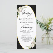 Elegant Boho Black Floral Wedding Ceremony Programma (Staand voorkant)