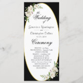 Elegant Boho Black Floral Wedding Ceremony Programma (Voorkant)