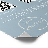 Elegant boho blauw 2 QR code business scan te beta Poster (Hoek)