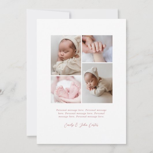 Elegant Boho Bloemen Baby Meisje Aankondiging (Achterkant)