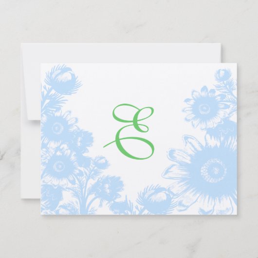 Elegant Boho Bloemen Bruiloft Pastel Blauw RSVP (Achterkant)