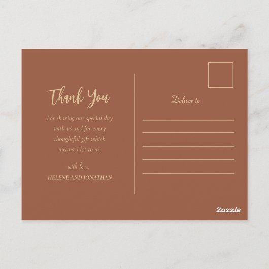 Elegant Boho Bloemen Terracotta Bruiloft Dank u Briefkaart (Achterkant)