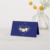 Elegant Boho Blue Floral Gold Wedding Monogram (Achterkant)