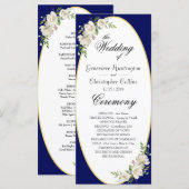 Élégant Boho Blue Floral Mariage programme de céré (Devant / Derrière)