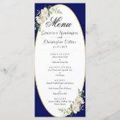 Elégant Boho Blue Floral Wedding Accueil Menu (Devant)