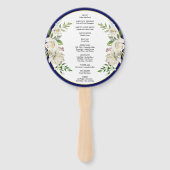 Elegant Boho Blue Floral Wedding Ceremony Handwaaier (Achterkant)