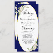 Elegant Boho Blue Floral Wedding Ceremony Programm Programma (Voorkant / Achterkant)