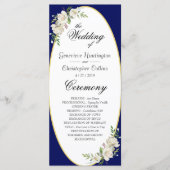 Elegant Boho Blue Floral Wedding Ceremony Programm Programma (Voorkant)