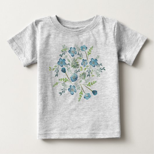 Elegant Boho Blue Green Waterverf Flowers (Voorkant)