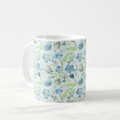 Elegant Boho Blue Green Waterverf Flowers Koffiemok (Voorkant links)
