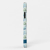 Elegant Boho Blue Green Waterverf Flowers Name Case-Mate iPhone Case (Achterkant/rechts)