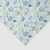 Elegant Boho Blue Green Waterverf Flowers Tissuepapier (Detail)