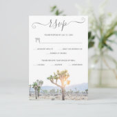Elegant Boho Blue Greenery Custom Joshua Tree RSVP Kaartje (Staand voorkant)