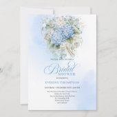 Elegant Boho Blue Hydrangea Gold Bridal Invitation (Devant)