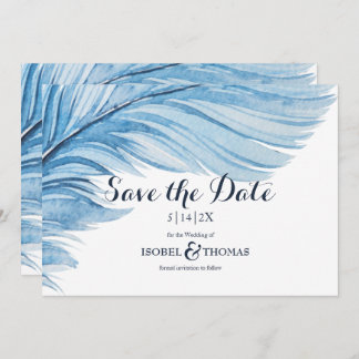 Elegant Boho Blue Waterverf Abstracte doezelaar Save The Date