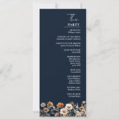 Elegant Boho Blue Wildflower huwelijksprogramma Ka Kaart (Achterkant)