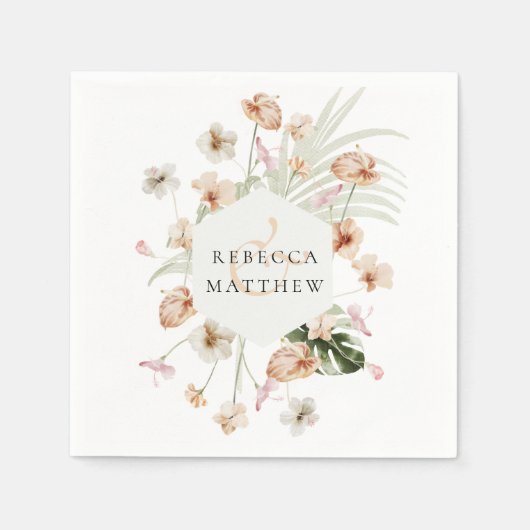 Elegant Boho Blush Floral Greenery Wedding Servet (Voorkant)