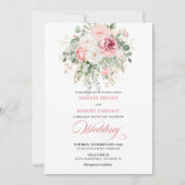 Elegant Boho Blush Floral Wedding Invite Kaart (Voorkant)