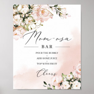 Elegant boho blush roze momosa bar sign poster