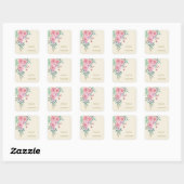 Elegant Boho Blush Roze Waterverf Bloemen Bruiloft Vierkante Sticker (Vel)