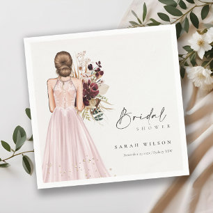 Elegant Boho Blush Wedding Gown Vrijgezellenfeest Servet