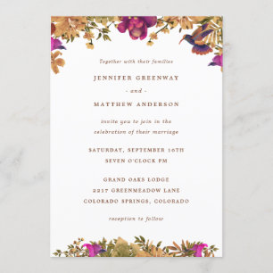 Elegant Boho Botanische Waterverf Flowers Wedding Kaart