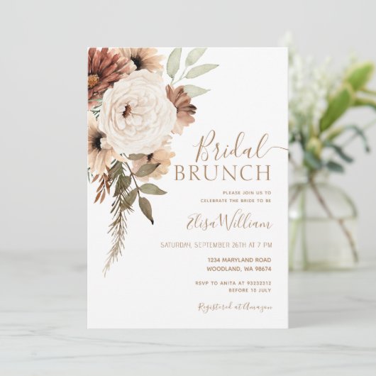 Élégant Boho Bridal Brunch Invitation (Debout devant)