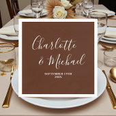 Elegant Boho Brown Script Minimalist Wedding Servet