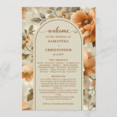 Elegant Boho Burnt Orange Ivory Sage Wedding Day Programma (Voorkant)
