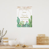 Elegant Boho Cactus Arch Baby shower Welkom Poster (Keuken)